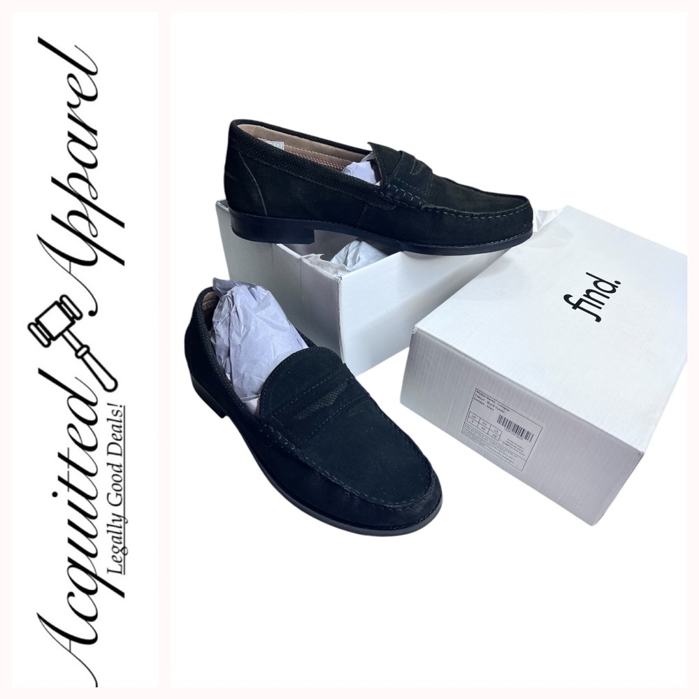 Find Mens Cologne Penny Loafers Black Suede Leather Slip-Ons Shoes Size 10 NIB